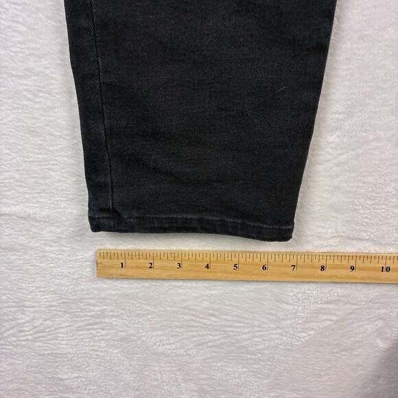 Ed Hardy Dagger Skull Slim Taper Jean Mens 34 Black Embroidered Faded Whiskers - Picture 8 of 12